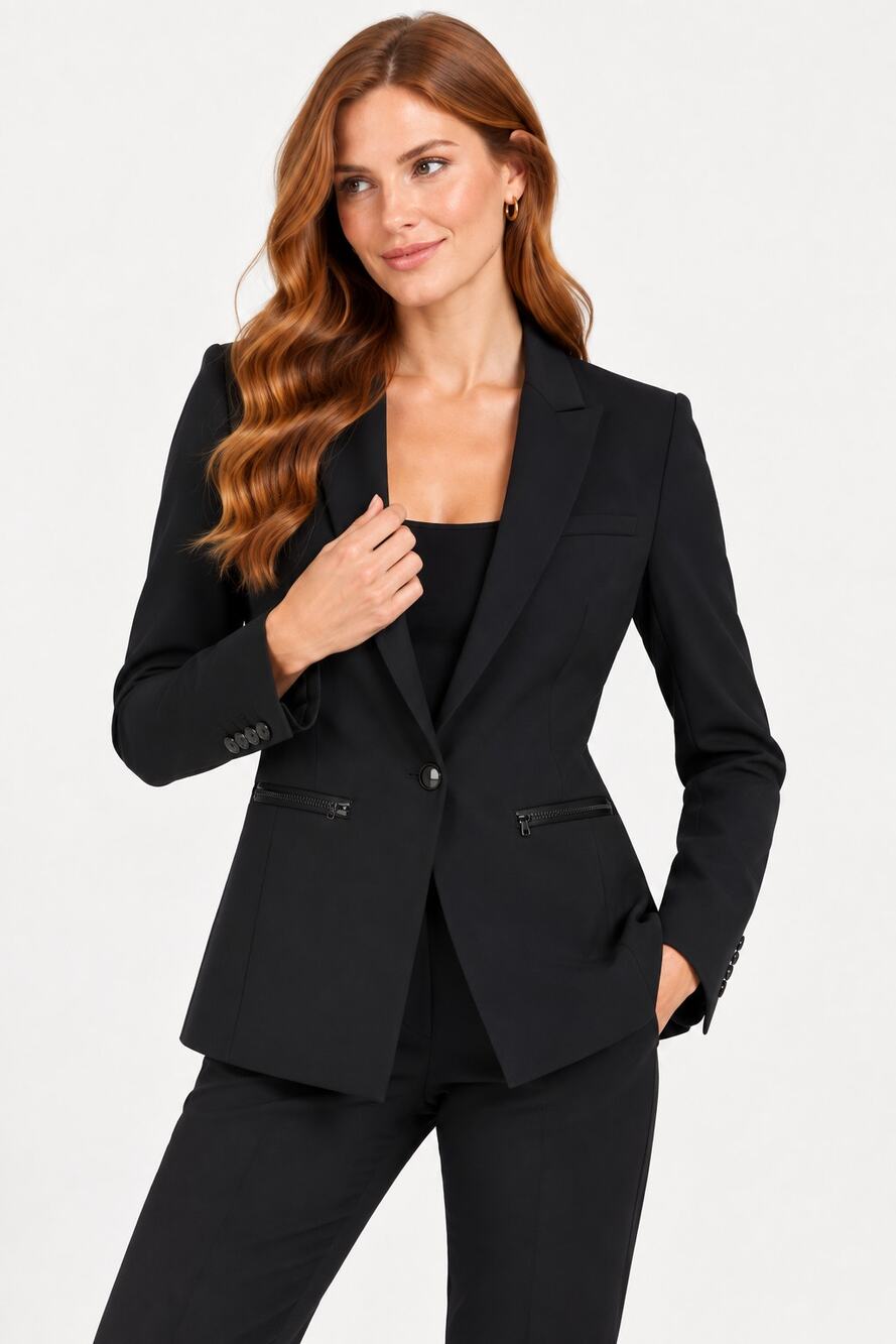 Veronica Beard Scuba Knit Blazer Jacket Black Womens Size 4 Zip Pocket